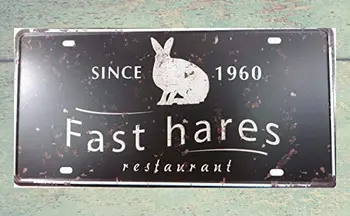 Металлический знак 8 x 12 дюймов - Garden Outdoor Metal Fast Hares жестяной Знак, Номерной знак старинного автомобиля