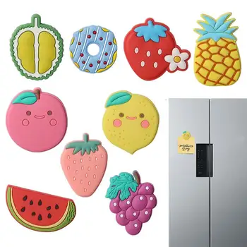 Милый Мультяшный Магнит на холодильник, 9шт, Магнитные наклейки на холодильник с фруктами, 3D Декоративный Магнит на холодильник, Домашний декор