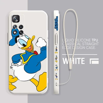 Милый Чехол Disney Donald Duck Для Xiaomi Redmi Note 12 12S 12R 11 11T 11S 10 10S 9 8 8T Pro Plus 5G С Жидкой Левой Веревкой Для Телефона