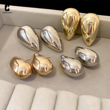 Минималистичные металлические серьги-гвоздики с геометрическими каплями воды для женщин, персонализированные универсальные ювелирные изделия для вечеринок высокого класса