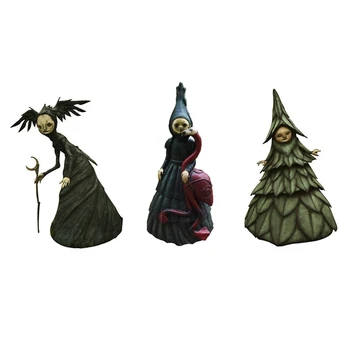Минифигурка ведьмы на Хэллоуин, статуэтка ведьмы из смолы, жуткие скульптуры ведьмы, украшение сада для дома, украшение сада на рабочем столе