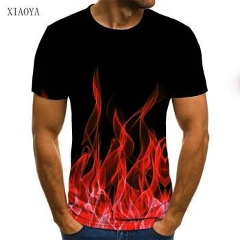 Мода 2023 года, мужская 3D-печать с красочным рисунком пламени, Крутая Мужская Футболка с круглым вырезом, Уличный досуг, Спорт, крутая летняя рубашка с коротким рукавом