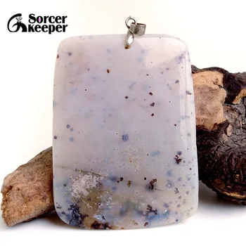 Модное Женское Мужское ожерелье с квадратным камнем из натурального мохового агата, подвеска из целебного хрусталя, подвески для изготовления ювелирных изделий GS628