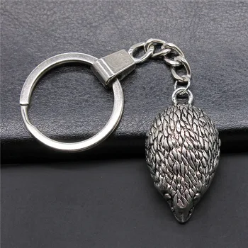 Модные ювелирные изделия Брелок для ключей из Античного серебра 40x21 мм 3D Подвеска в виде Ежика Брелок Для ключей Сувениры Подарок