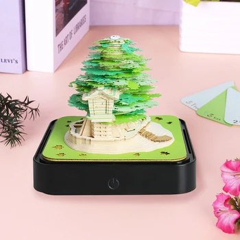 Модный блокнот-календарь с 3D домиком на дереве, вырезанный вручную из бумаги для домашнего кабинета, рабочего стола в офисе.