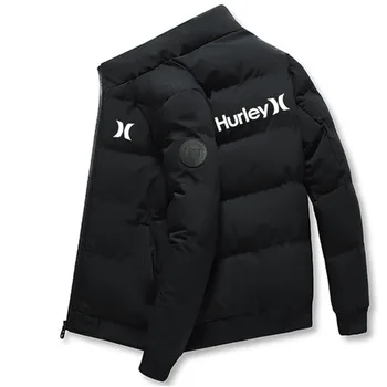 Мужская зимняя хлопчатобумажная куртка Hurley 2023, теплая куртка, модная мужская куртка для защиты от ветра и дождя, повседневная хлопчатобумажная куртка
