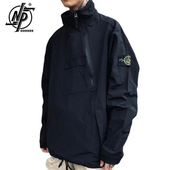 Мужская куртка с полуприкрытым воротником, ветровки-бомберы Harajuku, пальто на молнии, весенняя свободная куртка-карго, Повседневная спортивная одежда унисекс