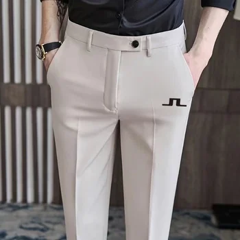 Мужская одежда для гольфа с вышитым логотипом, Корейские тонкие Эластичные спортивные штаны для гольфа, мужские модные Повседневные брюки для костюма