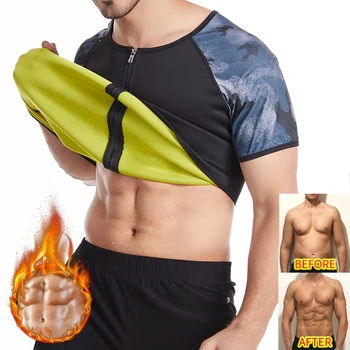 Мужская спортивная рубашка для коррекции фигуры, тренажер для талии, Неопреновый костюм для сауны, футболка для похудения, корректирующее белье для тренировок, майки для похудения