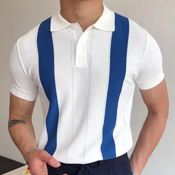 Мужская футболка с коротким рукавом, летняя новинка 2023, удобная дышащая мода с лацканами, простой повседневный короткий рукав большого размера