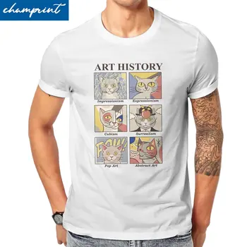 Мужские футболки с рисунком истории искусства, забавного кота, Хлопчатобумажная одежда, новинка, футболки с круглым вырезом и коротким рукавом, футболки с графическим принтом