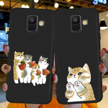 Мультфильм милые животные кошка мягкий силиконовый тпу для Samsung Galaxy A6 A7 A8 A10 A30 A40 A50 A22 A32 A72 A82 J8 Плюс Чехол Для телефона