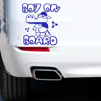 Наклейка на автомобиль с изображением мультяшного мальчика-крокодила, виниловая модная водонепроницаемая наклейка для стайлинга автомобилей, Предупреждающий знак для детей на стекле автомобиля