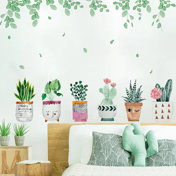 Наклейка на стену с растениями, наклейки, фрески, украшения для гостиной, телевизора