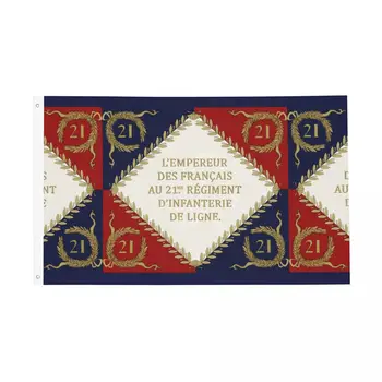 Наполеоновский Французский Полковой Флаг '21me' 1804 Флаги Яркого Цвета Баннер Франция Национальный День Взятия Бастилии 14 Июля Настенный Декор 90x150 см