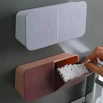 Настенный ящик для хранения Qtip, двойная сетка, пылезащитный косметический держатель, туалетная стойка, Задняя Клейкая подставка для хранения, домашний органайзер