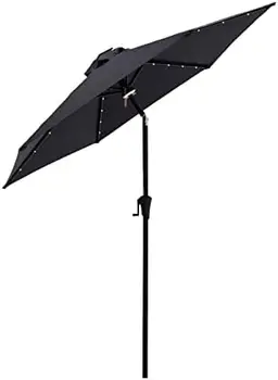 Настольный зонт на солнечной энергии длиной 7,5 футов со светодиодной подсветкой и наклоном