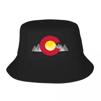 Новая базовая Геометрическая горная Традиционная шляпа-ведро с флагом штата Колорадо с защитой от ультрафиолета, Солнечная шляпа, дерби, кепка для мальчиков, женская кепка
