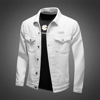 Новая джинсовая куртка с белым буквенным принтом, Мужские Повседневные пальто, Мешковатое мотоциклетное джинсовое пальто, Уличная Мужская верхняя одежда, Плюс Размер 5xl