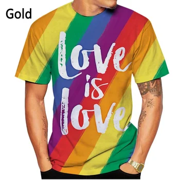 Новая модная футболка с 3D-принтом радужного флага ЛГБТ, повседневная футболка с коротким рукавом для геев и лесбиянок
