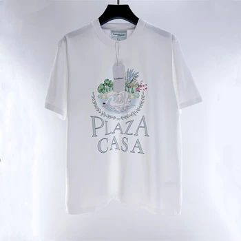 Новая футболка Casablanca для мужчин и женщин, футболки с принтом лебедя, большие футболки с коротким рукавом