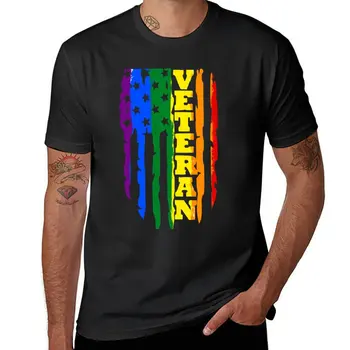 Новая футболка с радужным флагом ветеранов Вооруженных Сил США, мужская одежда, футболка для мальчика, футболки больших размеров, мужские футболки с графическим рисунком, забавные