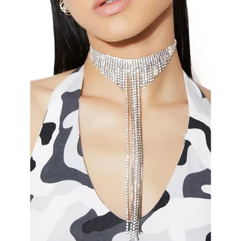 Новое Европейское и американское роскошное Персонализированное женское ожерелье со стразами и кисточками, ожерелье с бриллиантовой кисточкой, сексуальное длинное ожерелье