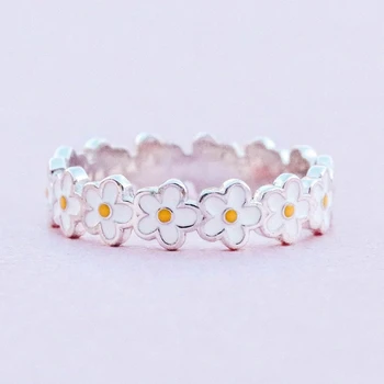 Новые кольца с цветами милой маргаритки для женщин серебристого цвета, Модные кольца для девочек в свежем стиле, Универсальные женские украшения, необычный подарок
