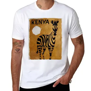 Новый винтажный туристический плакат, футболка с изображением Кении, футболки, мужская короткая футболка, черная футболка, спортивные рубашки, футболки оверсайз для мужчин