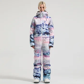 Новый стиль, зимние женские лыжные костюмы, утепленные ветрозащитные комбинезоны для сноуборда, спорт на открытом воздухе, водонепроницаемая лыжная цельная одежда
