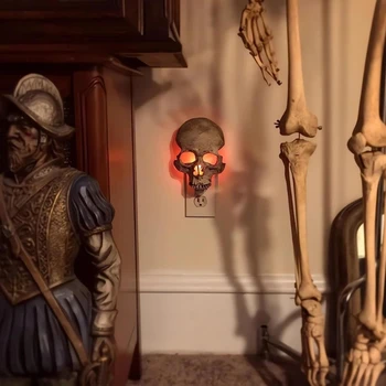Ночник с вставкой в виде готического черепа, 3D Реалистичный ужастик на Хэллоуин