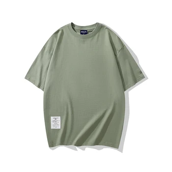 Однотонная мужская футболка с коротким рукавом, повседневная футболка с круглым вырезом, летние Новые свободные футболки, футболки Оверсайз