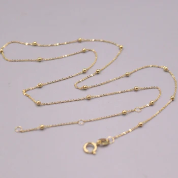 Ожерелье из чистого 18-каратного желтого золота Au750, колье с шариками диаметром 1,2 мм, 45 см/18 дюймов/1,16 г