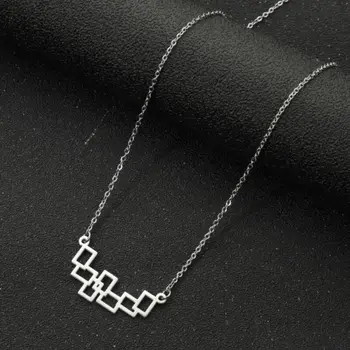 Ожерелья из нержавеющей стали Shuangshuo, Полая Геометрическая Квадратная подвеска-цепочка в стиле простоты, ожерелье для женщин, Ювелирная вечеринка