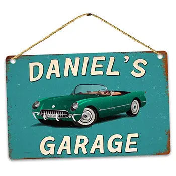 Персонализированное винтажное название Car Garage, настенный плакат, жестяная вывеска, винтажный ресторан барбекю, столовая, кафе, декор магазина
