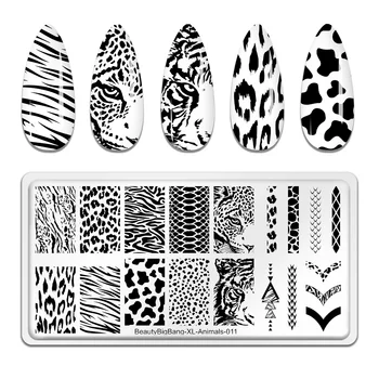 Пластины для тиснения ногтей с изображением животных BeautyBigBang Тигр Зебра Леопардовый принт Трафарет для маникюра из нержавеющей стали Шаблоны для нейл-арта