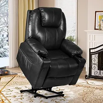 Подъемное кресло-качалка для пожилых людей, Подъемное кресло с подогревом и массажем, Тканевый диван-качалка с 2 подстаканниками, Боковые карманы &