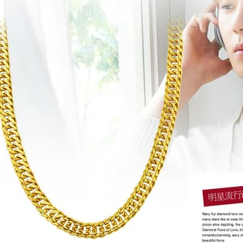 Позолоченное ожерелье для мужчин, модные бусины из искусственного золота, твердые украшения для подарка парню, новое вьетнамское песочное золото