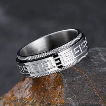 Популярное крутое Ретро Европейское и Американское Персонализированное модное элегантное простое мужское кольцо из титановой стали с текстурой Great Wall