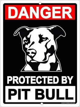 Предупреждение Защищенный Питбуль Pitbull Dog Beware Dog Знак дюймовый Металлический Алюминиевый Герти Металлическая Роспись Металлический Плакат 2022 Hot