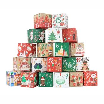 Рождественский Адвент-Календарь, Новая Подарочная коробка конфет 7 см, Коробка конфет для рождественских праздников, 1-24 Цифровая упаковка, Глухая коробка, Подарочная Пустая коробка