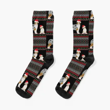 Рождественский подарок австралийской овчарки, уродливые австралийские носки-свитера, мужские носки, спортивные носки