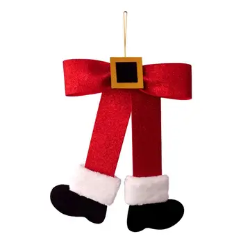 Рождественское украшение в виде банта на ножке Санта-Клауса, Декоративная елка, бант, Сияющий Рождественский бант, украшение на ножки Санта-Клауса на Рождество
