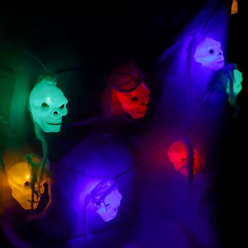 Светильники с Призрачным Черепом на Хэллоуин, работающие на батарейках, Украшения для окон на Хэллоуин, Гирлянды для Вечеринок в помещении.