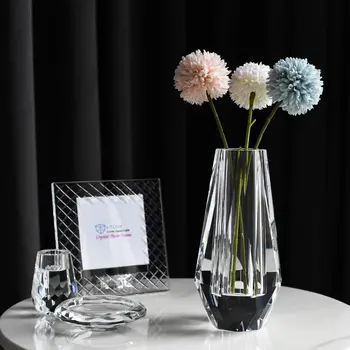 Современная хрустальная акриловая ваза, европейская поделка для стола, украшения дома, свадебных или роскошных подарков, 8.27x3.94 дюйма