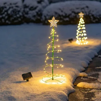 Солнечная лампа Рождественская елка Водонепроницаемые наружные фонари Струнные светодиодные солнечные фонари для праздничной Рождественской вечеринки для декора сада
