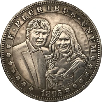 Старинная серебряная долларовая монета Американец Морган Хобо Трамп Пара монет для фанатов в подарок #151