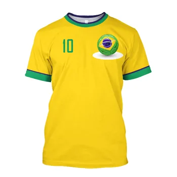 Стиль Бразильская футбольная Самба Мужская футболка Рубашка 3DT Футболка С принтом Бразильского флага Футболка Футбольная Спортивная Одежда Мужская одежда