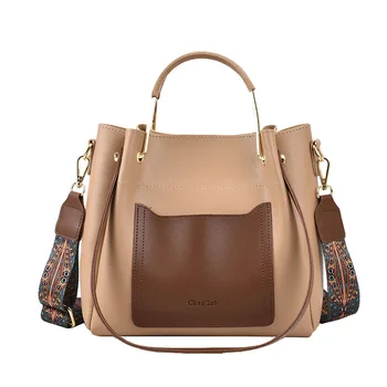 Сумка большой емкости для женщин 2023, новая модная сумка-мессенджер с контрастной цветовой текстурой, повседневная универсальная женская сумка