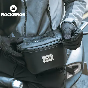 Сумка для мотоцикла ROCKBROS, передняя сумка для хранения телефона, поясная сумка с сенсорным экраном, Большая емкость 2 л С дождевиком, аксессуар для велосипеда на руль